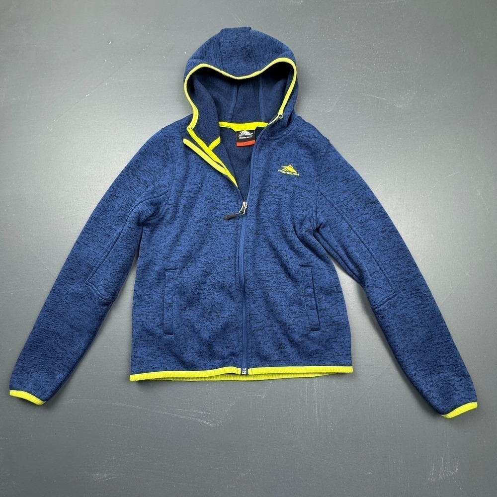 High Sierra Boys L Blue Hooded Fleece Jacket Full Zip Warm Outdoor Hiking Coat